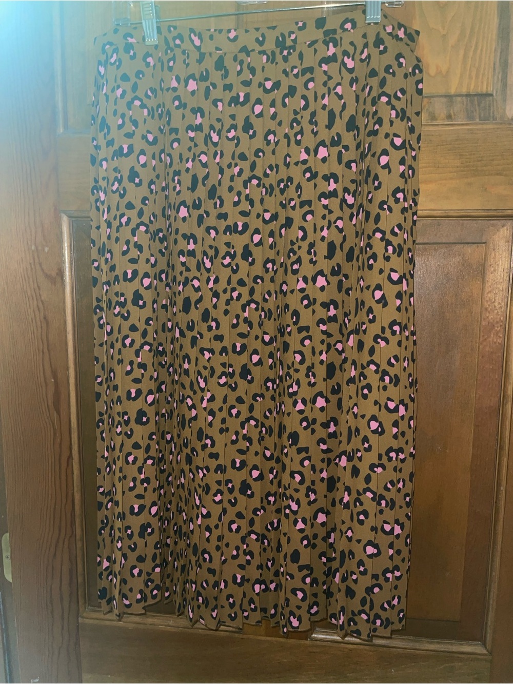 J. Crew Brown Leopard Print Midi Skirt with Pink Spots
